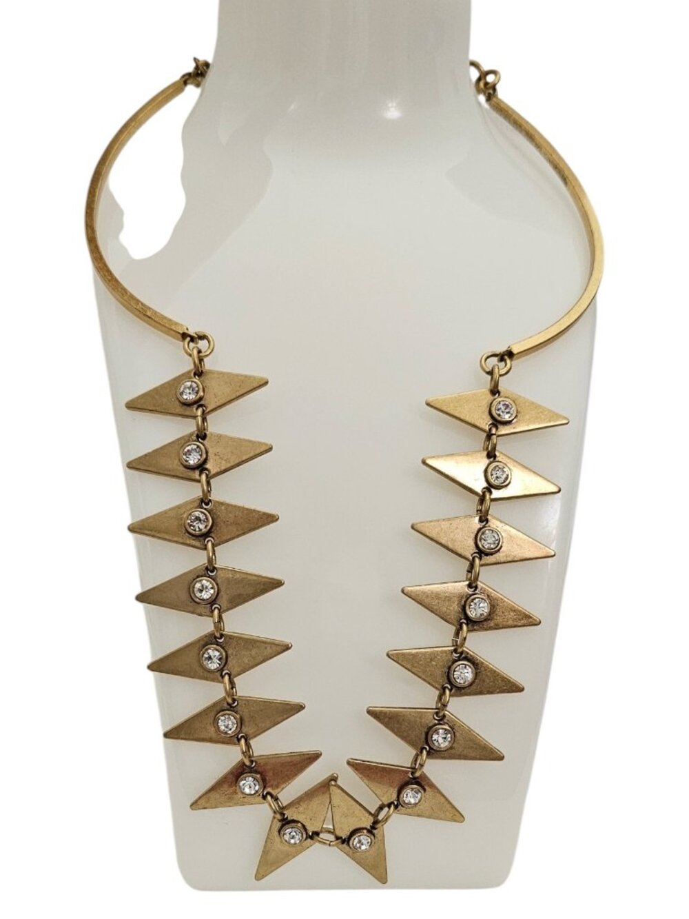 J. Crew Clear Rhinestone Diamond Shape Collar Link Necklace, 20" Long L833